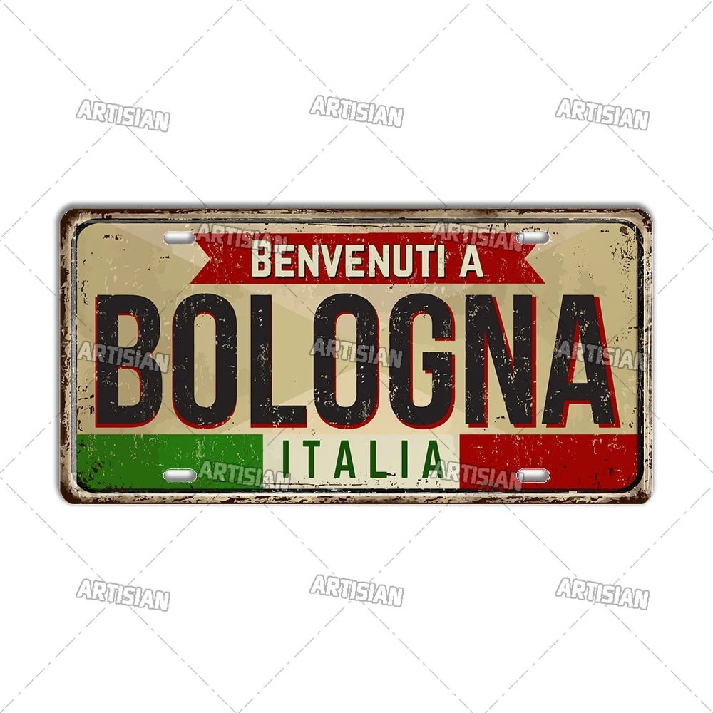 Italy Metal License Plates Signs Wall Art Decor Garage Bar Pub Home Decor 2