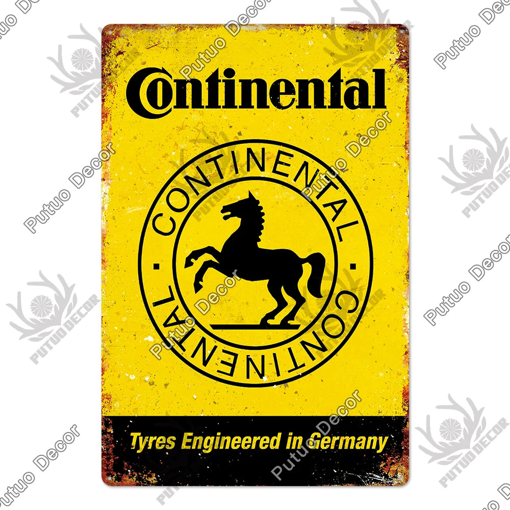 Vintage Tin Sign Car Tire Metal Sign Decorative Garage Bar Man Cave Wall Art 2