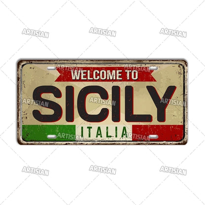 Italy Metal License Plates Signs Wall Art Decor Garage Bar Pub Home Decor 3