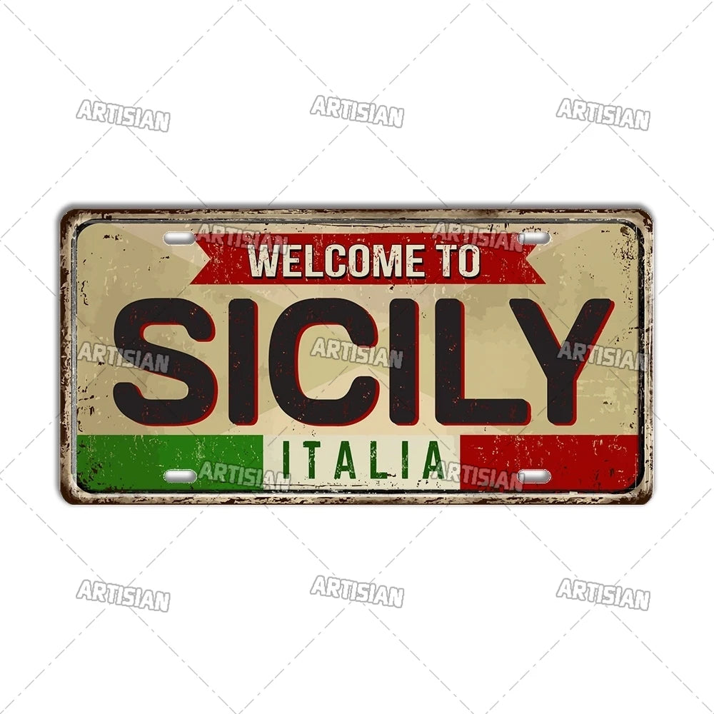 Italy Metal License Plates Signs Wall Art Decor Garage Bar Pub Home Decor 1