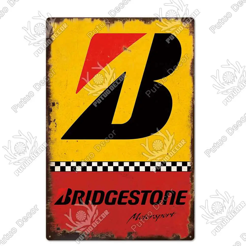 Vintage Tin Sign Car Tire Metal Sign Decorative Garage Bar Man Cave Wall Art 2