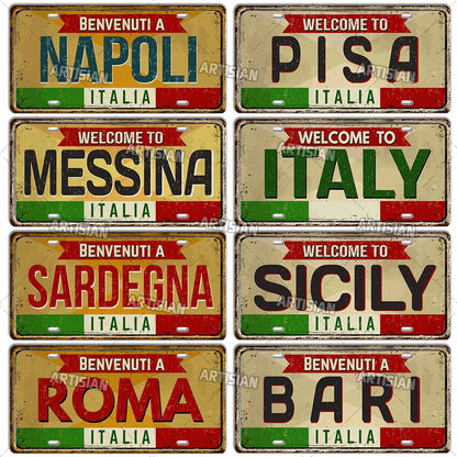 Italy Metal License Plates Signs Wall Art Decor Garage Bar Pub Home Decor 3