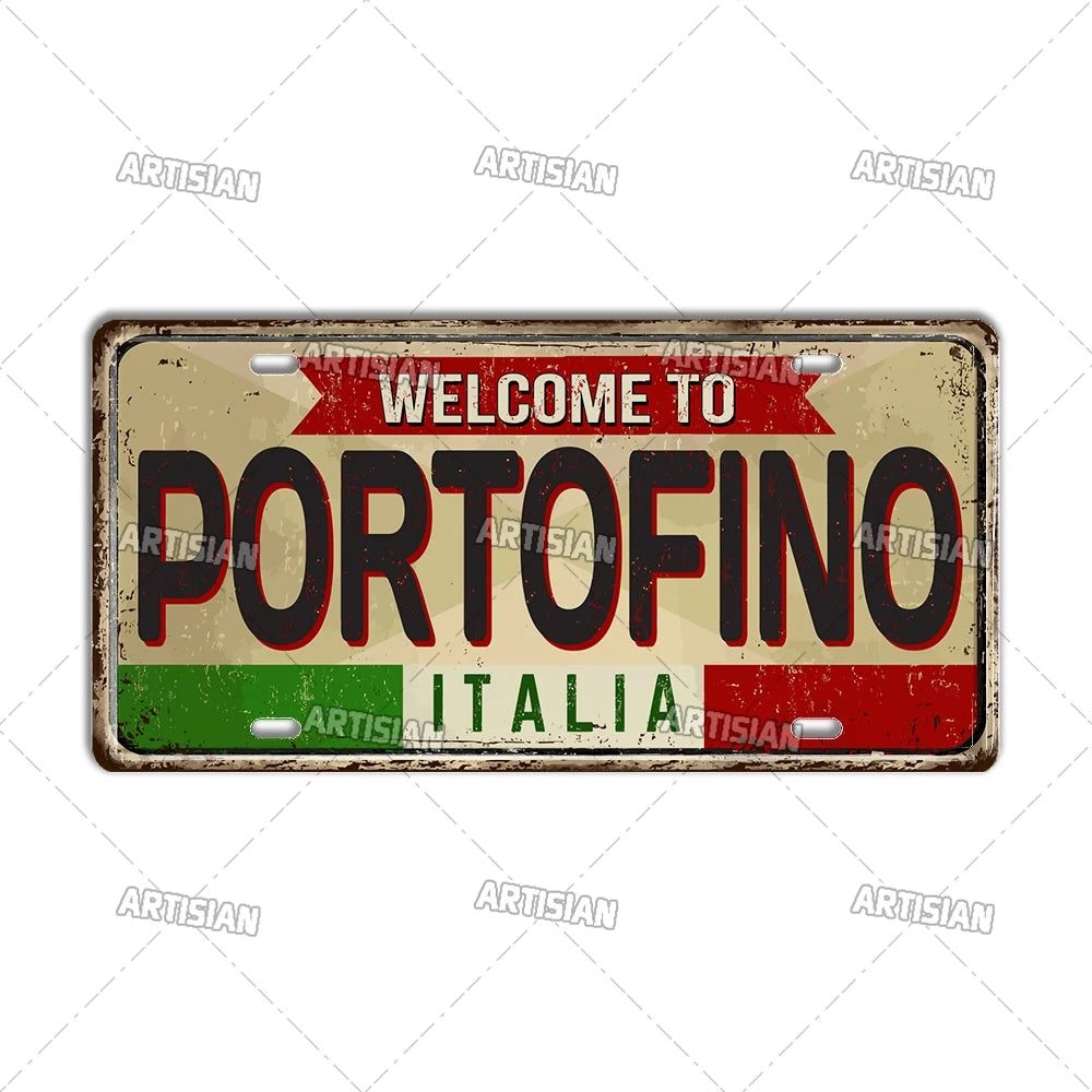 Italy Metal License Plates Signs Wall Art Decor Garage Bar Pub Home Decor 2