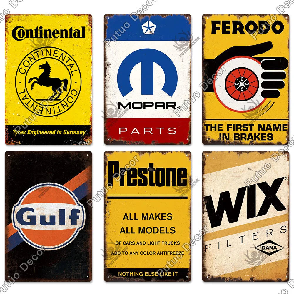 Vintage Tin Sign Car Tire Metal Sign Decorative Garage Bar Man Cave Wall Art 2