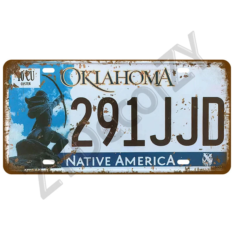 Vintage Number USA Art American Plate Metal Sign Tin Sign Wall Art Decor Bar 3