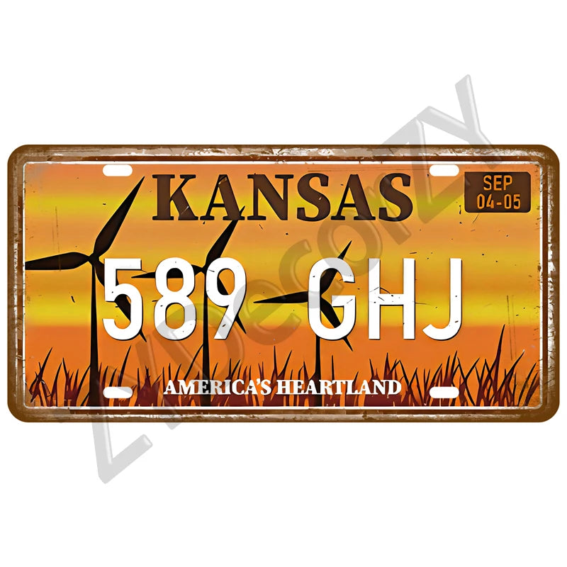 Vintage Number USA Art American Plate Metal Sign Tin Sign Wall Art Decor Bar 3