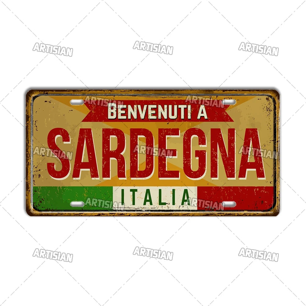 Italy Metal License Plates Signs Wall Art Decor Garage Bar Pub Home Decor 2