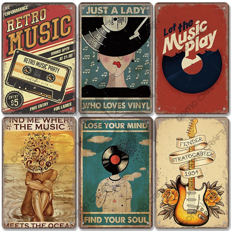 Retro Music Metal Signs Music Guitar Singer Vintage Metal Plate Wall Decor 3