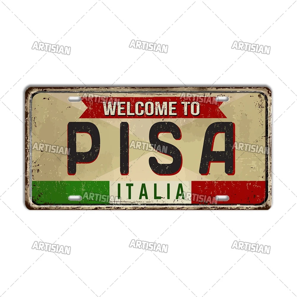 Italy Metal License Plates Signs Wall Art Decor Garage Bar Pub Home Decor 2