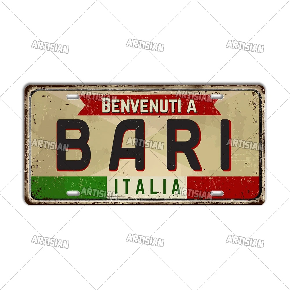 Italy Metal License Plates Signs Wall Art Decor Garage Bar Pub Home Decor 3