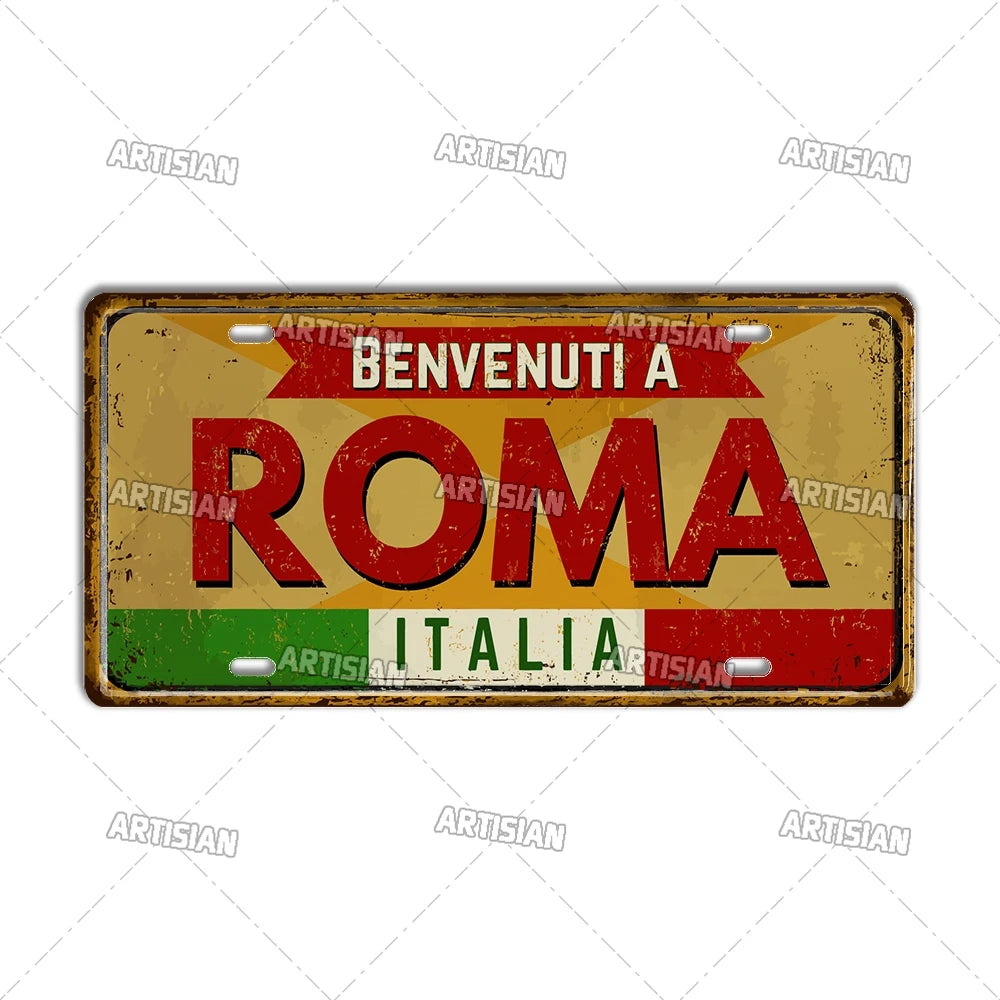 Italy Metal License Plates Signs Wall Art Decor Garage Bar Pub Home Decor 3