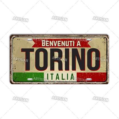Italy Metal License Plates Signs Wall Art Decor Garage Bar Pub Home Decor 2