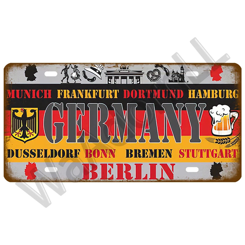 Vintage Metal Country Signs Flags Wall Art Home Decor Restaurant Bar Decor 1