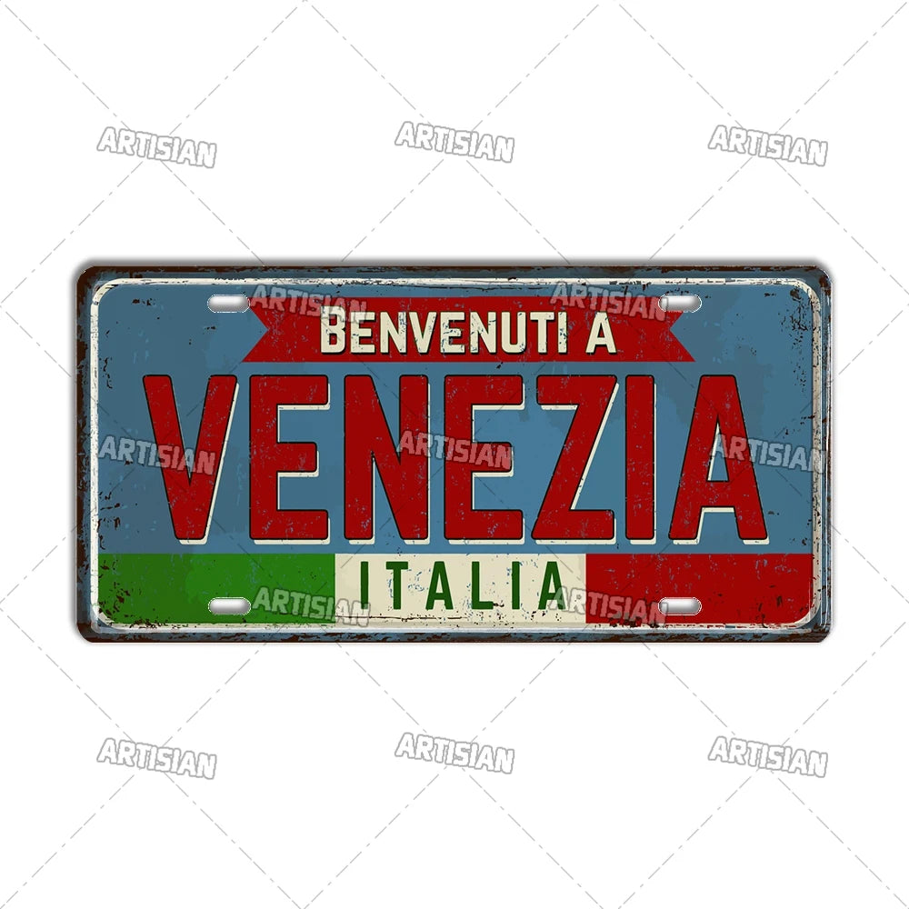 Italy Metal License Plates Signs Wall Art Decor Garage Bar Pub Home Decor 2
