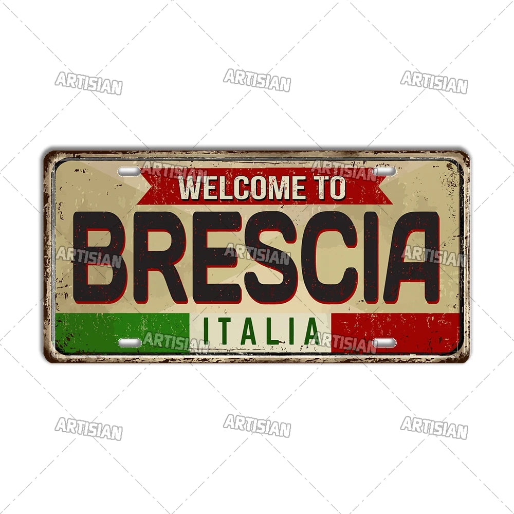 Italy Metal License Plates Signs Wall Art Decor Garage Bar Pub Home Decor 1