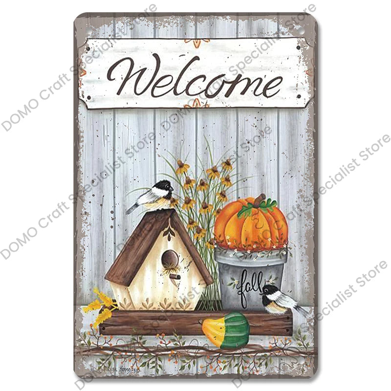 Vintage Metal Signs Flowers Birds Metal Wall Art Decor Home Garden Farm Beach 1