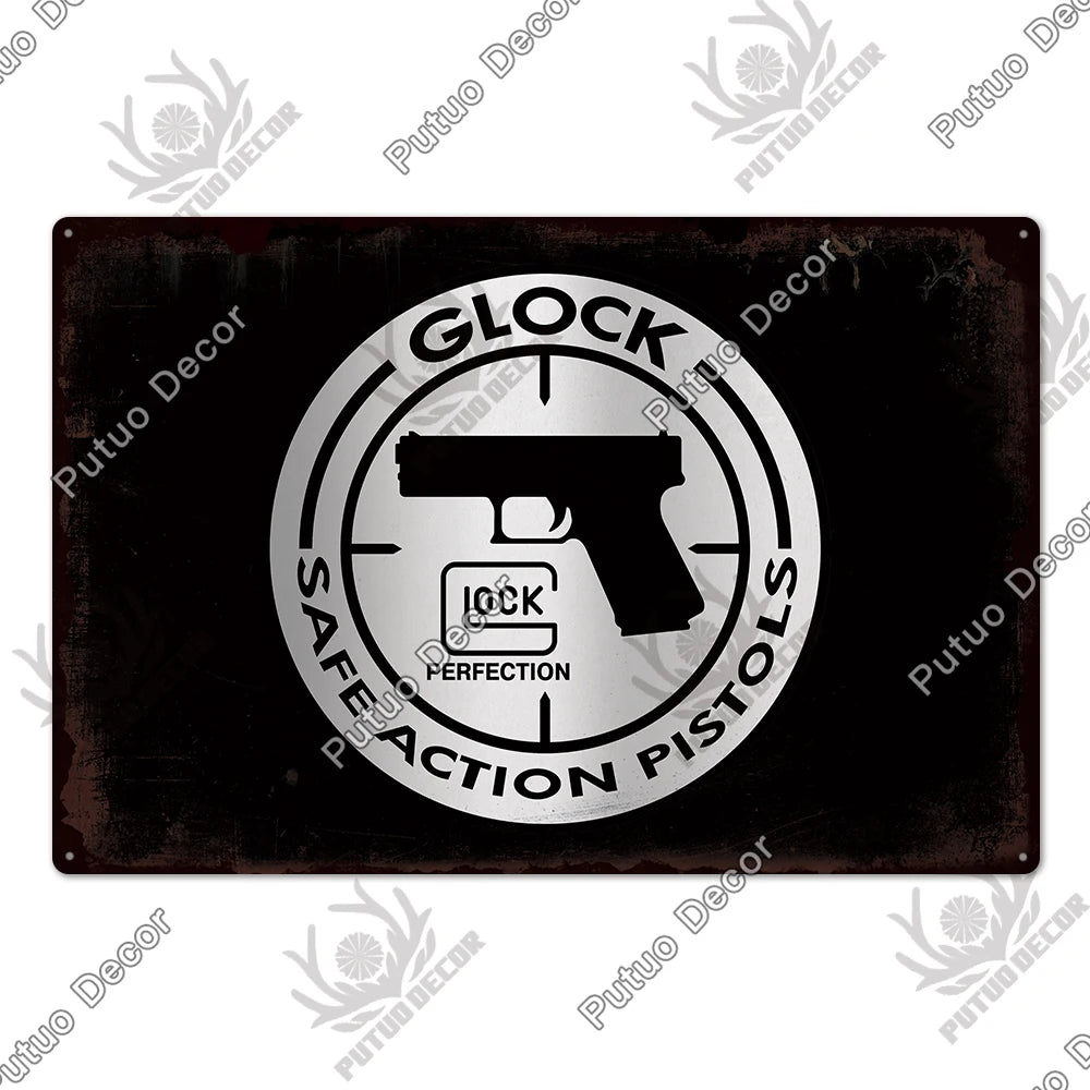 Vintage Metal Gun Signs Garage Bar Man Cave Wall Firearm Art Home Decor 2
