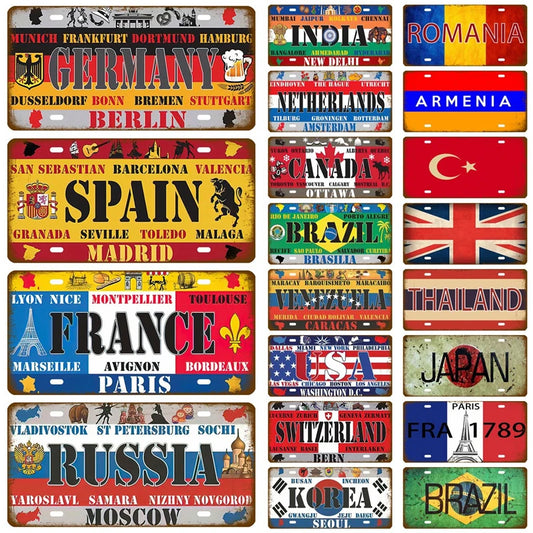 Vintage Metal Country Signs Flags Wall Art Home Decor Restaurant Bar Decor 2