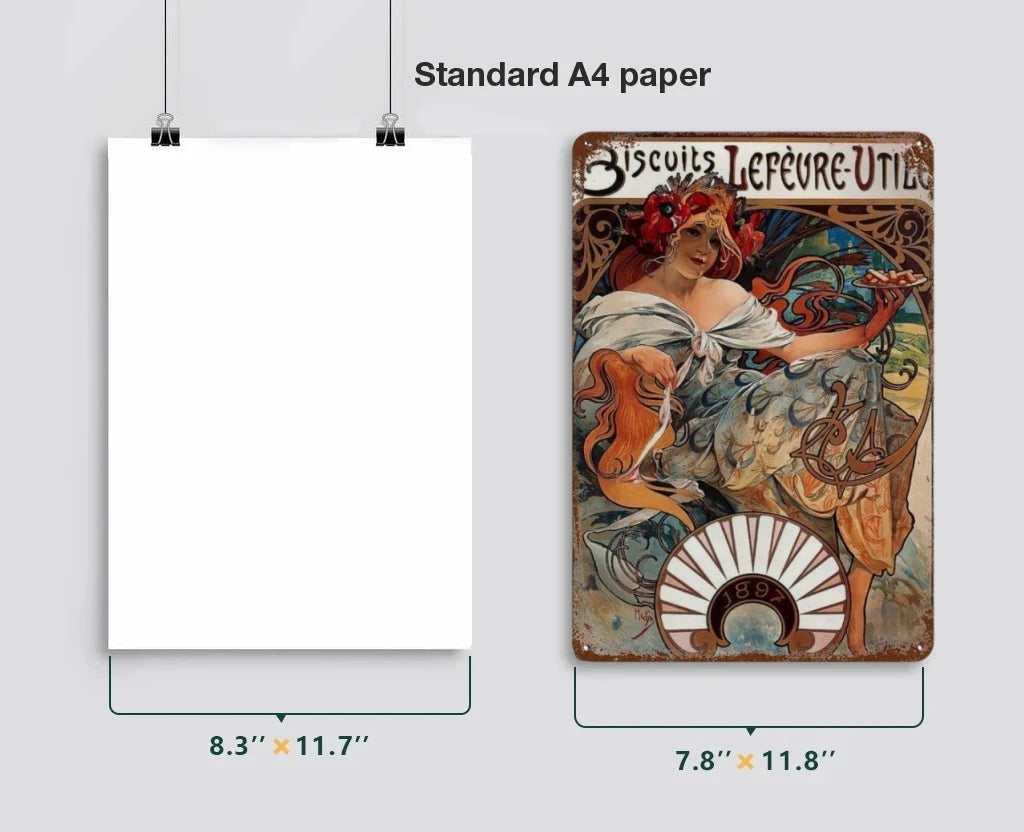 Alphonse Mucha Poster Pin Up Girls Metal Tin Sign Art Painting Decorative Wall Plates For Bar Cafe Living Room Home Wall Decor