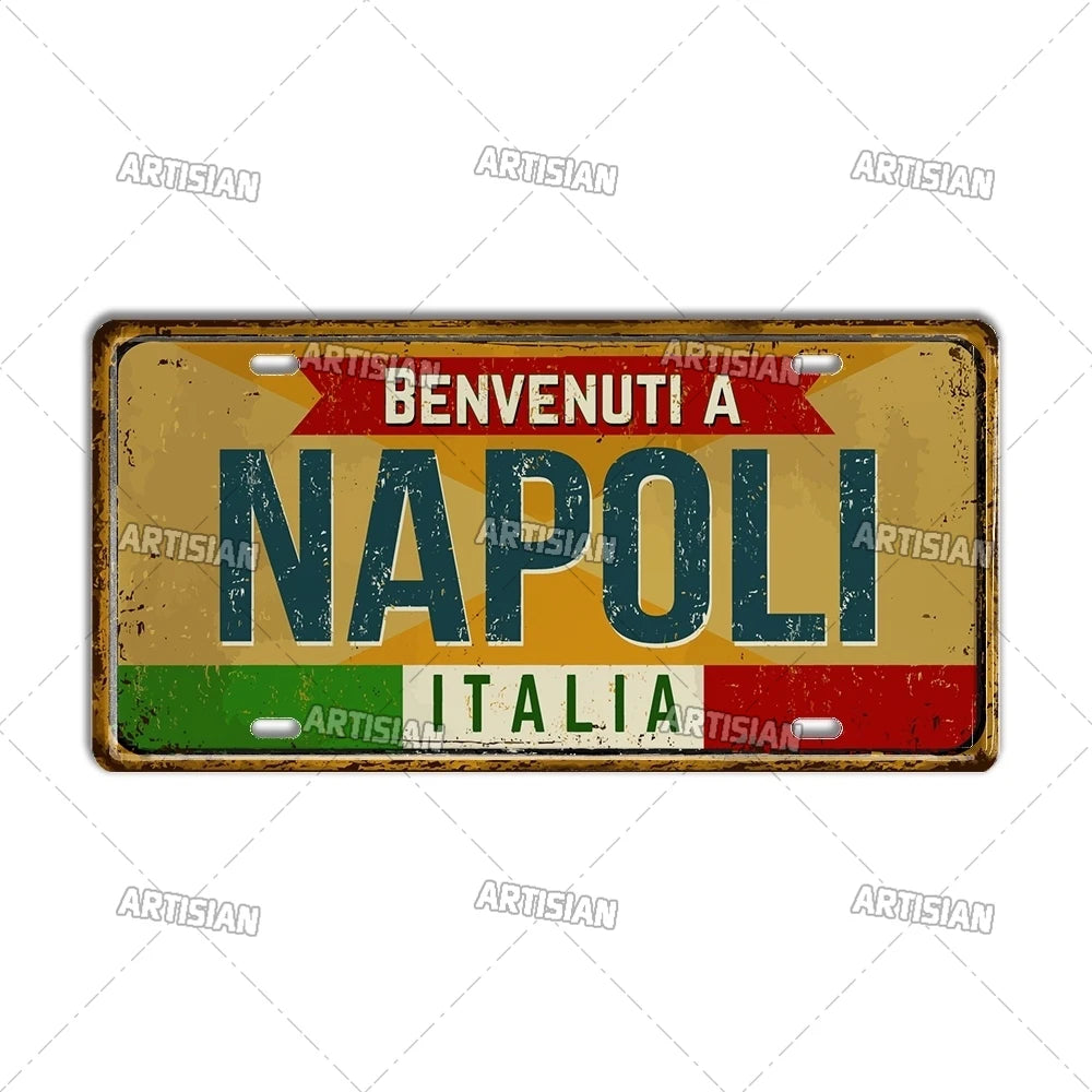 Italy Metal License Plates Signs Wall Art Decor Garage Bar Pub Home Decor 2