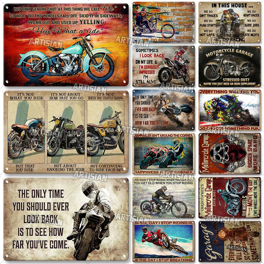 Vintage Motorcycle Garage Metal Signs Retro Home Decor Wall Art Man Cave 1