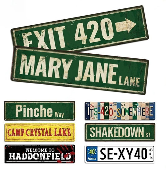 Retro Metal Signs Weed Stoner Decor Vintage Style Marijuana Smoker Wall Art 1