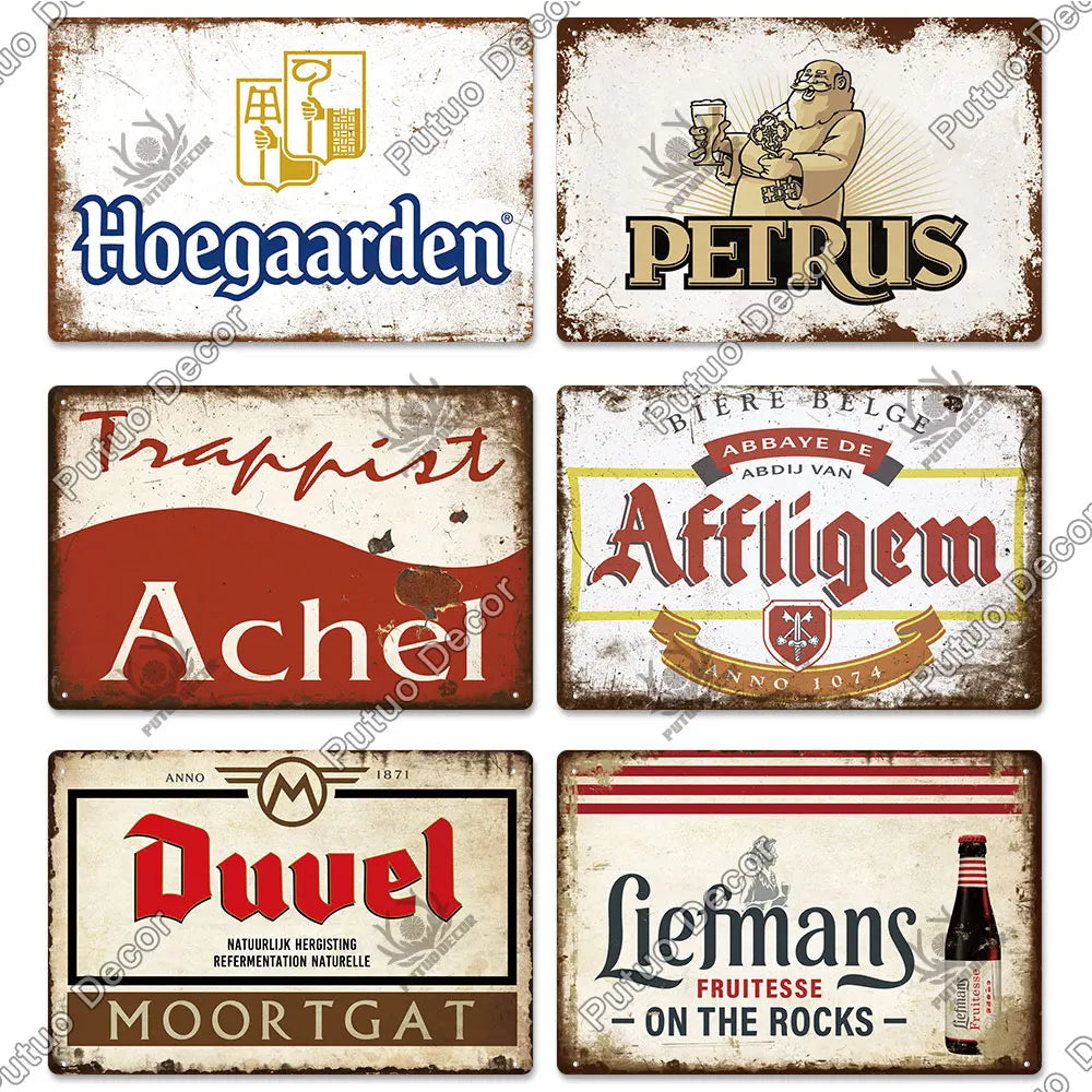 Belgian Beer Metal Signs Vintage Decorative Plaque Pub Bar Man Cave Wall Art 1