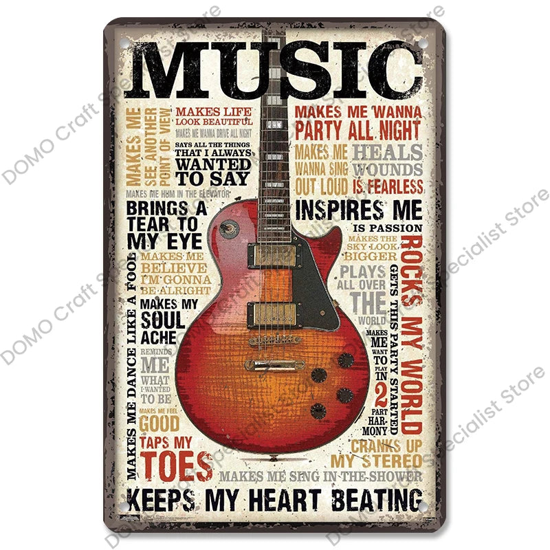 Retro Music Metal Signs Music Guitar Singer Vintage Metal Plate Wall Decor 3