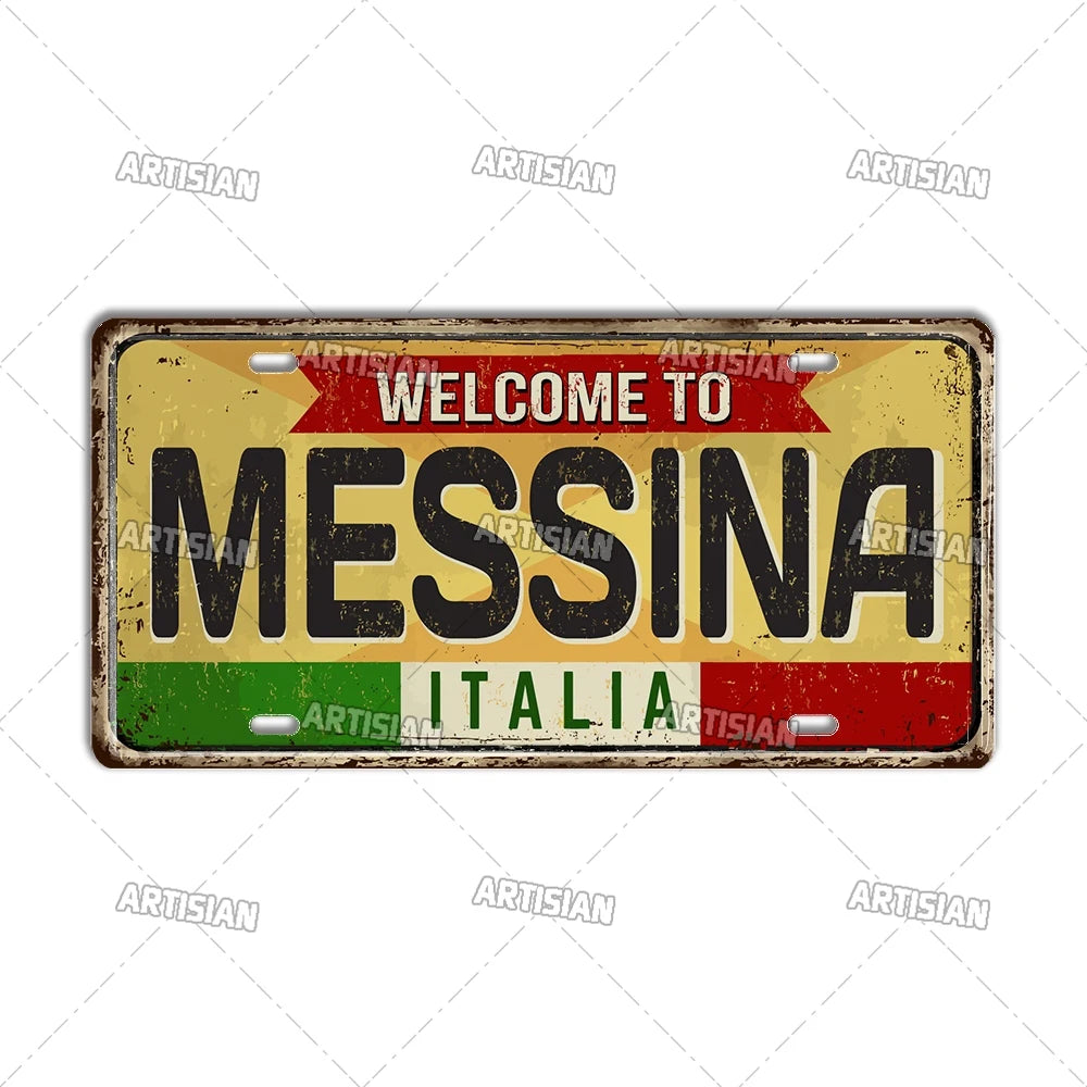 Italy Metal License Plates Signs Wall Art Decor Garage Bar Pub Home Decor 1