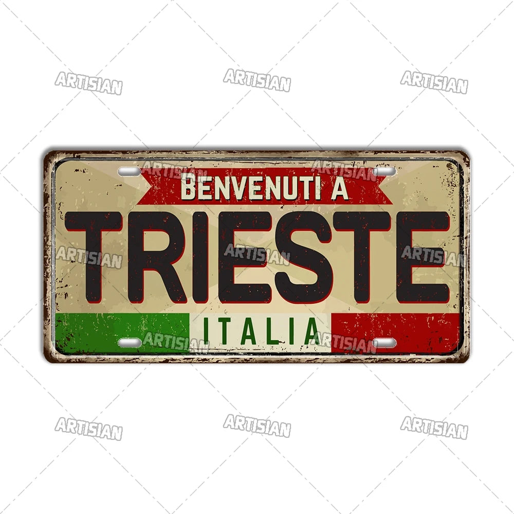 Italy Metal License Plates Signs Wall Art Decor Garage Bar Pub Home Decor 2
