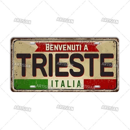 Italy Metal License Plates Signs Wall Art Decor Garage Bar Pub Home Decor 2