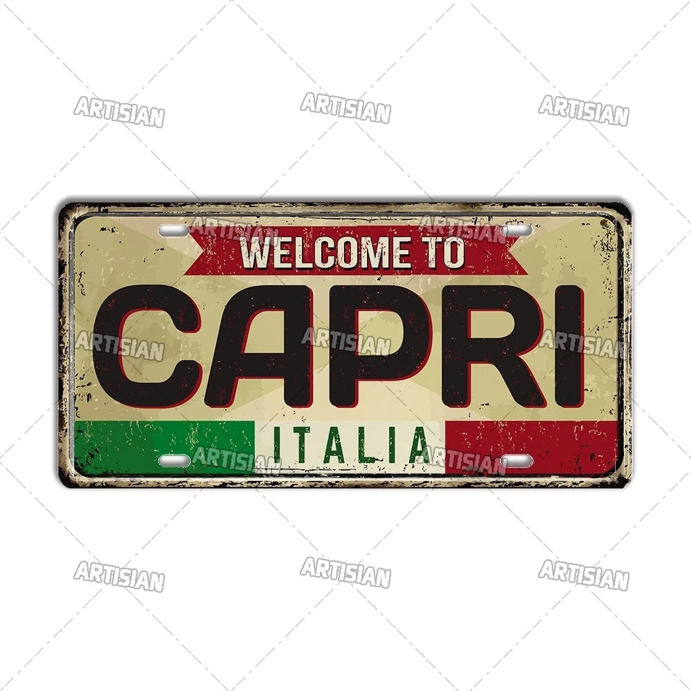 Italy Metal License Plates Signs Wall Art Decor Garage Bar Pub Home Decor 1