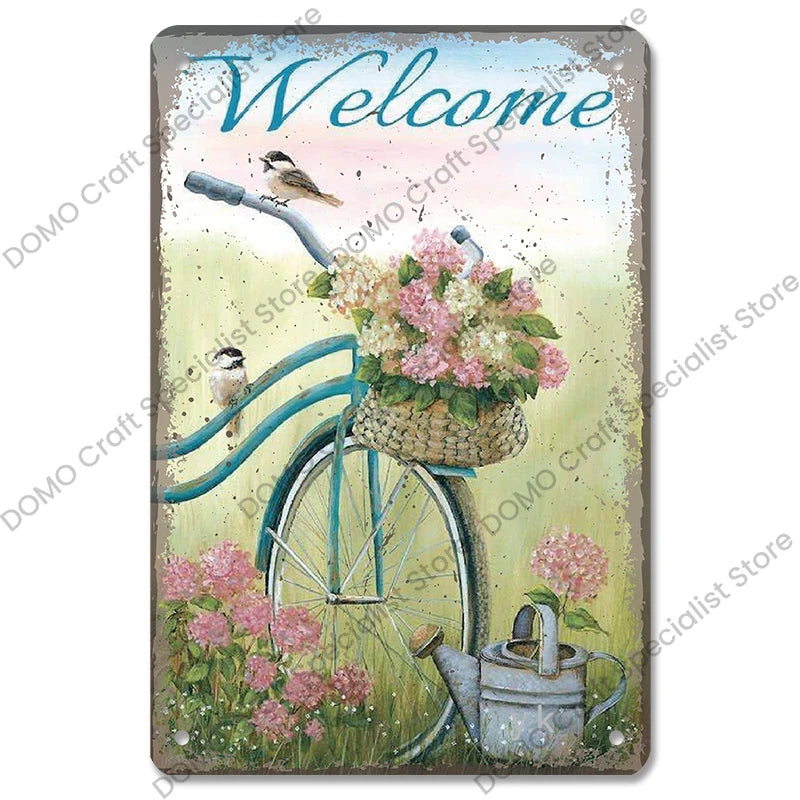 Vintage Metal Signs Flowers Birds Metal Wall Art Decor Home Garden Farm Beach 1