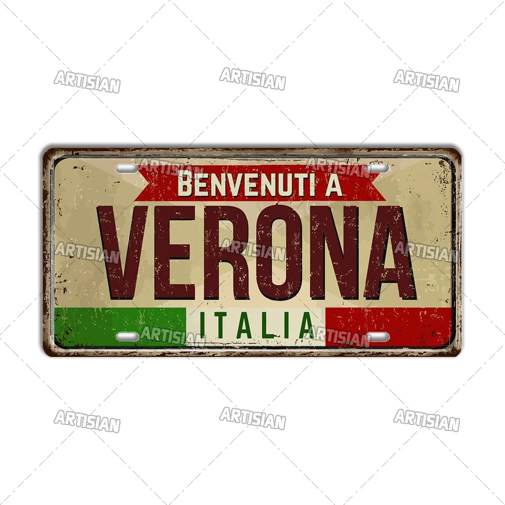 Italy Metal License Plates Signs Wall Art Decor Garage Bar Pub Home Decor 1