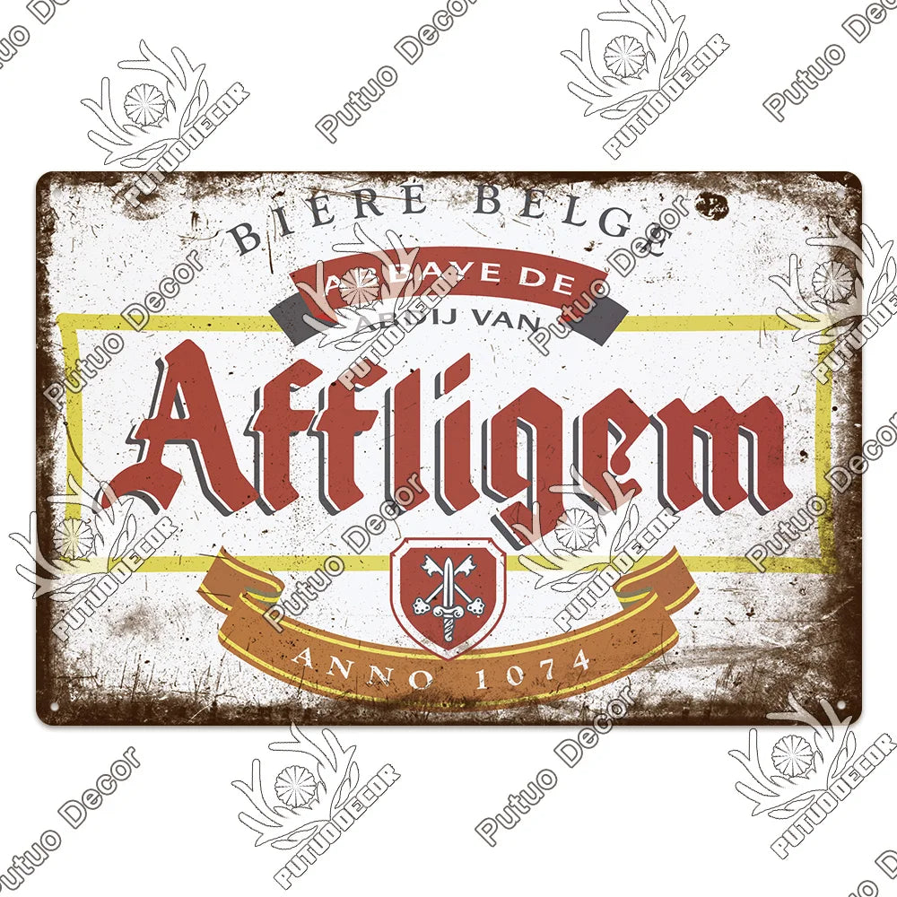 Belgian Beer Metal Signs Vintage Decorative Plaque Pub Bar Man Cave Wall Art 1